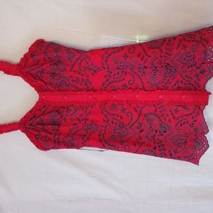 Forever 21, Red-Blu Mini, Embroidered, Sz 8, NWOT